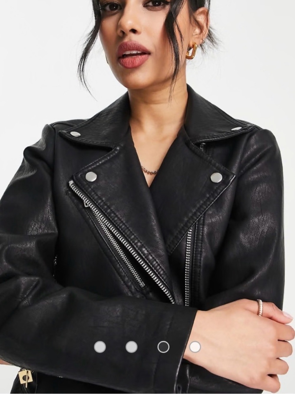 Topshop Black Faux Leather Biker Jacket - Picture 4 of 7